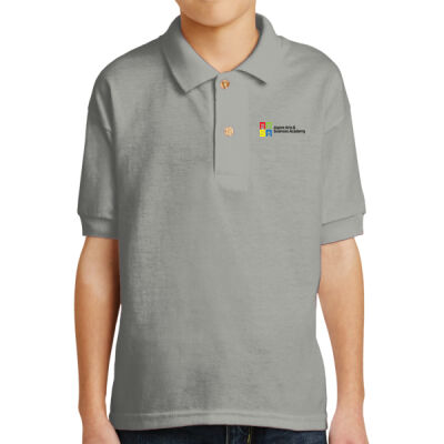 DTF Print Youth Grey Polo Thumbnail